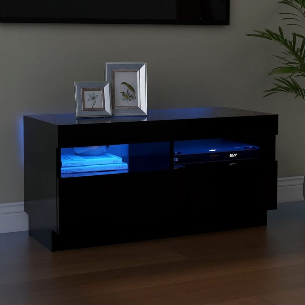 Vidaxl TV skrinka s LED svetlami čierna 80x35x40 cm
